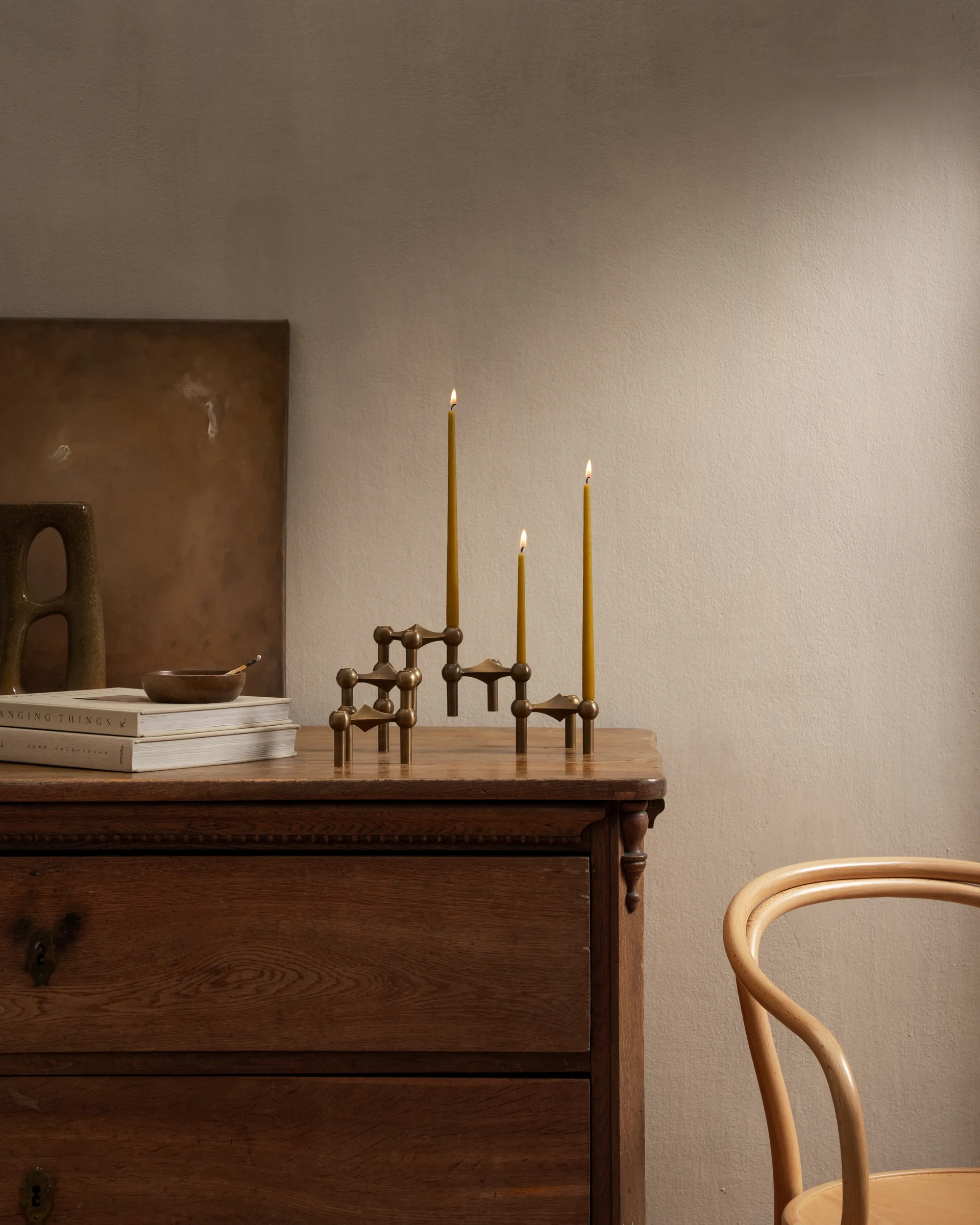 STOFF Nagel lysestake 3-pakning, Bronzed brass STOFF Nagel