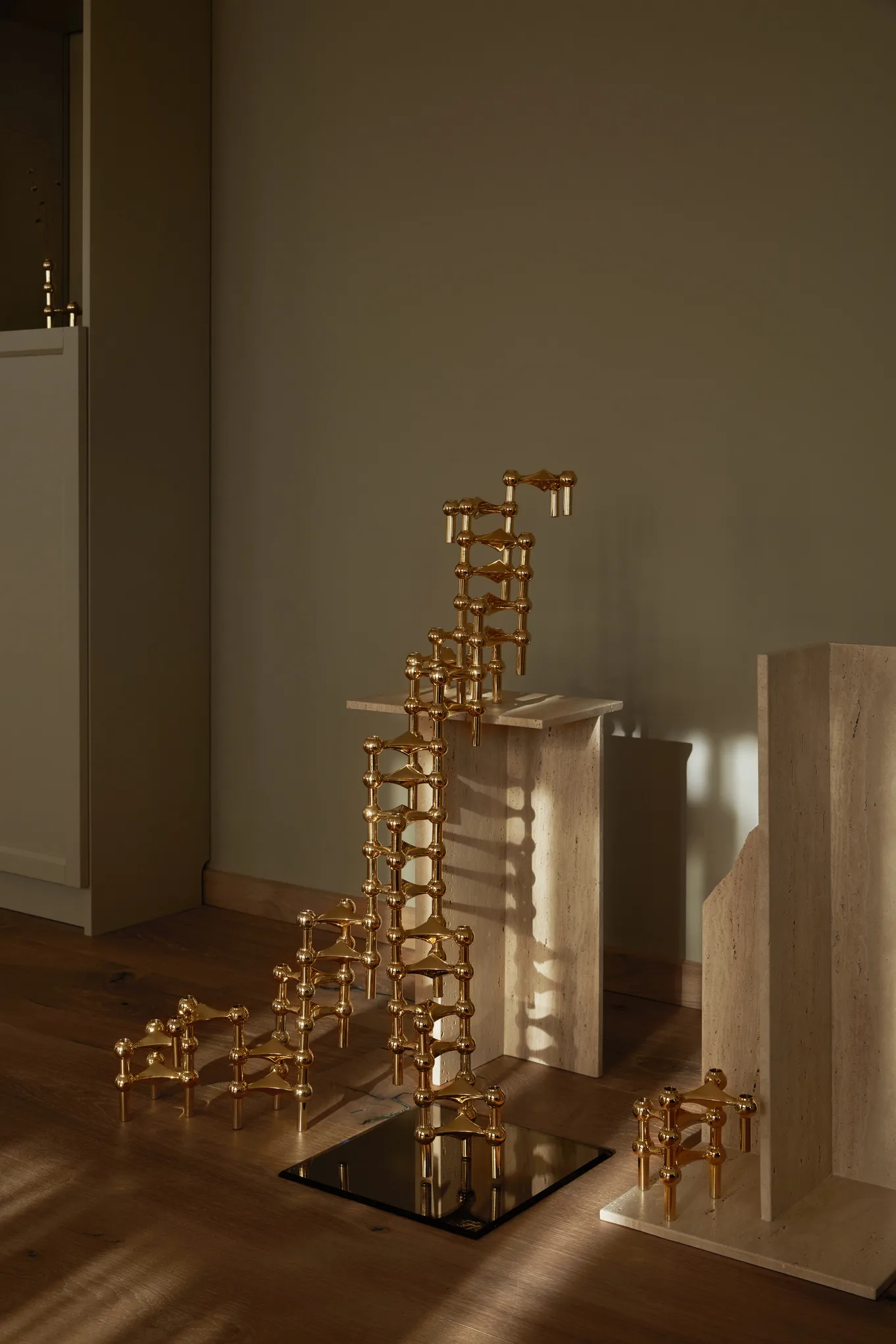 STOFF Nagel lysestake 3-pakning, messing STOFF Nagel