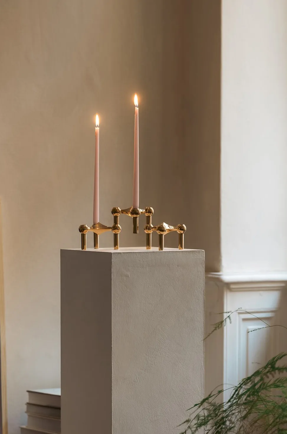 STOFF Nagel lysestake 3-pakning, messing STOFF Nagel