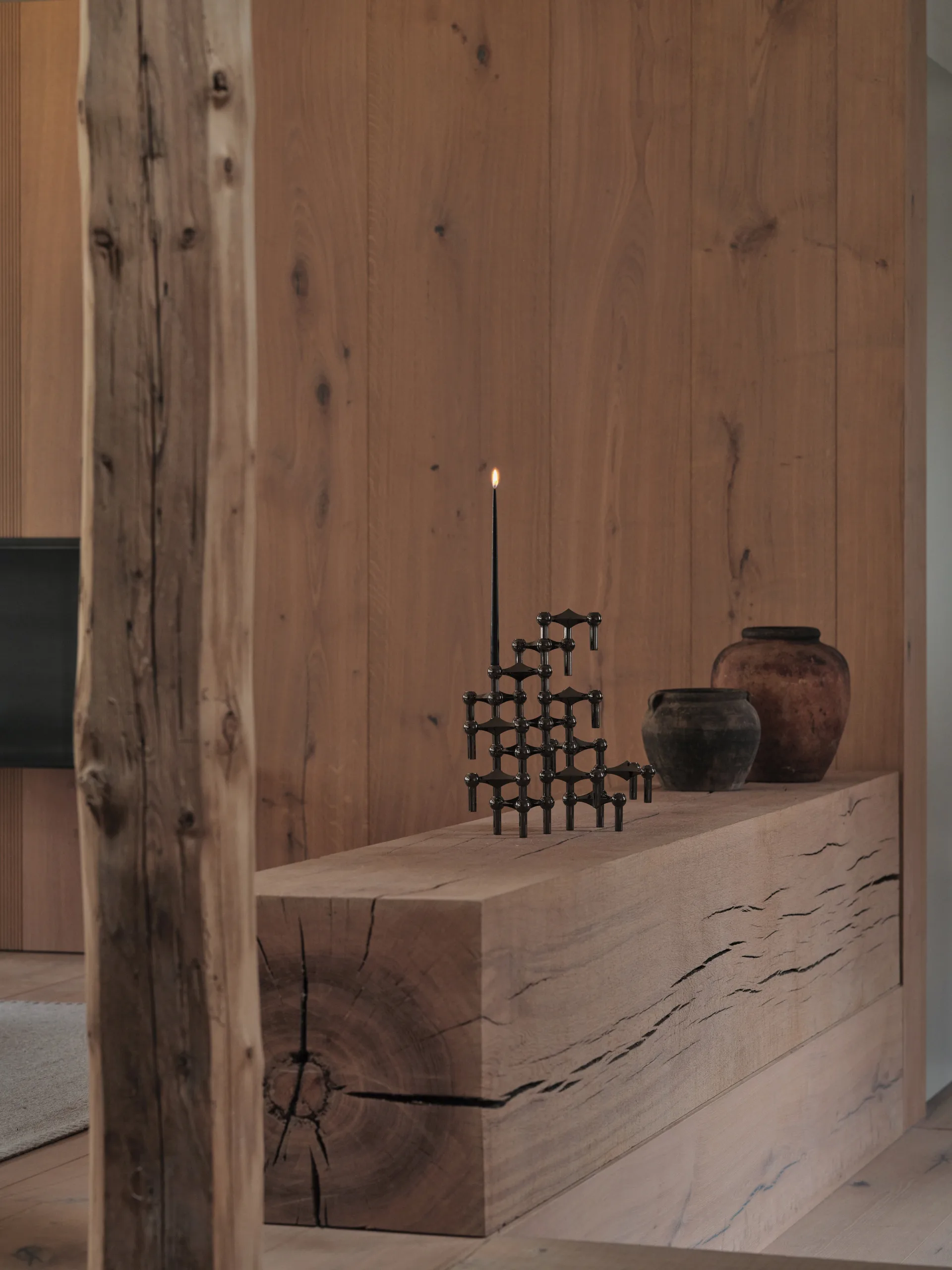 STOFF Nagel lysestake 3-pakning, Svart krom STOFF Nagel