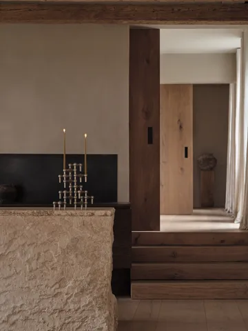 STOFF Nagel lysestake - Børstet krom - STOFF Nagel