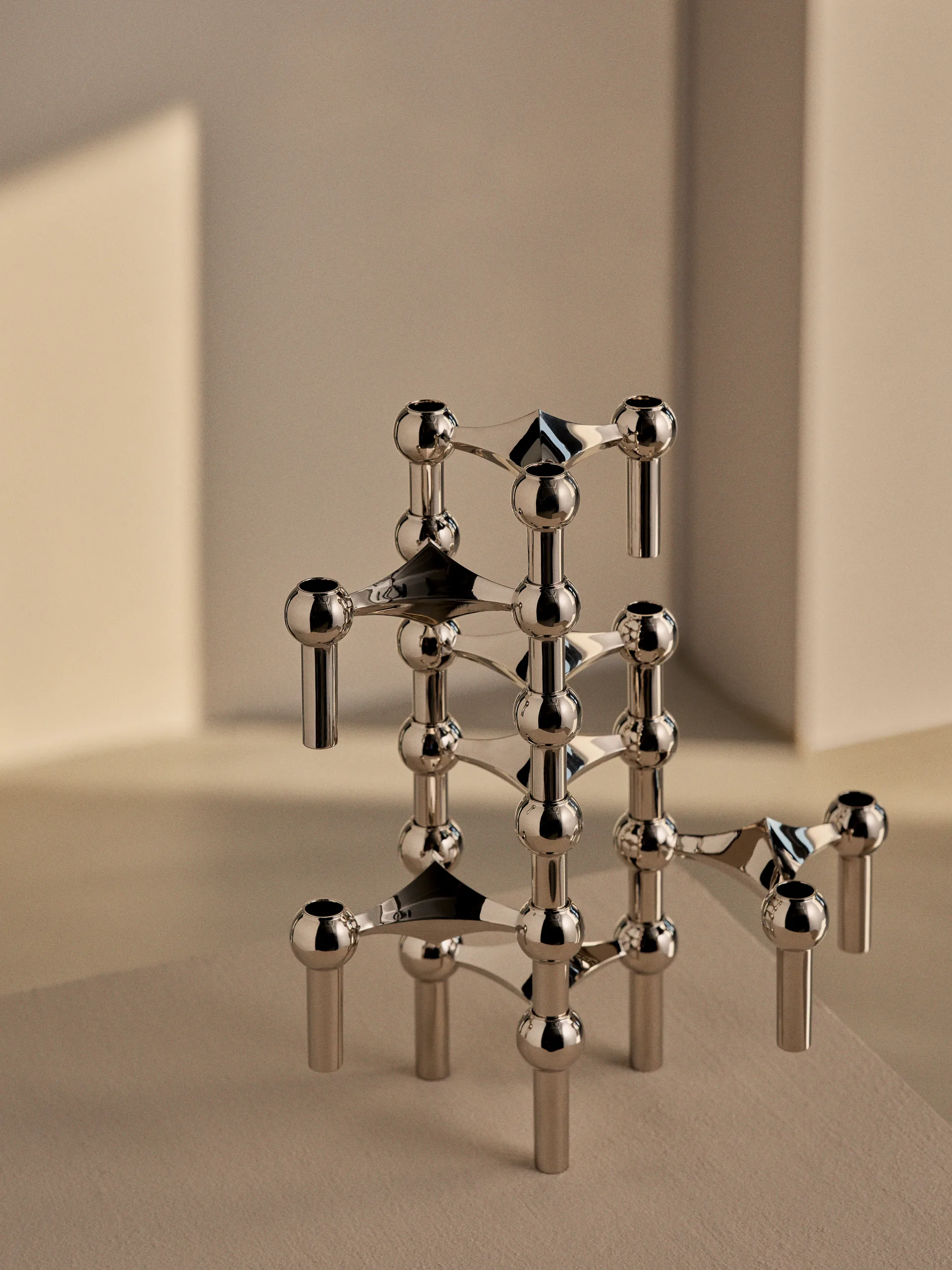 STOFF Nagel lysestake 2 deler - Krom STOFF