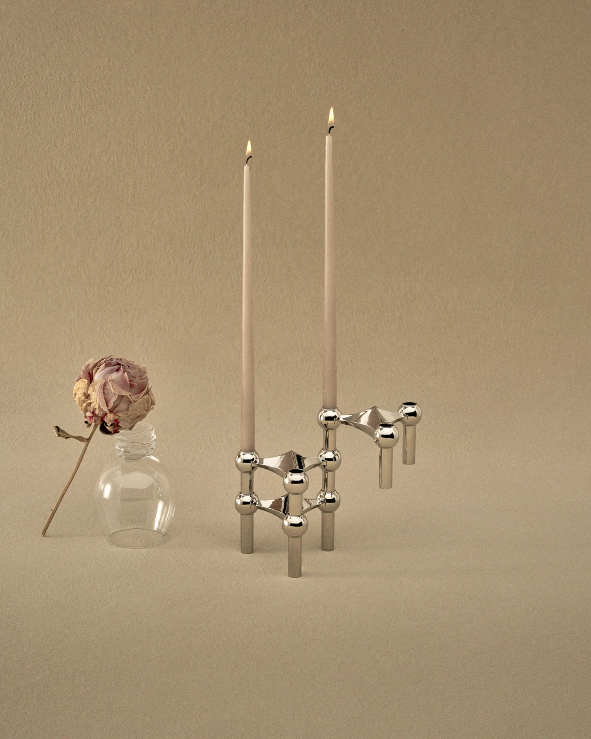 STOFF Nagel lysestake 3-pakning, krom STOFF