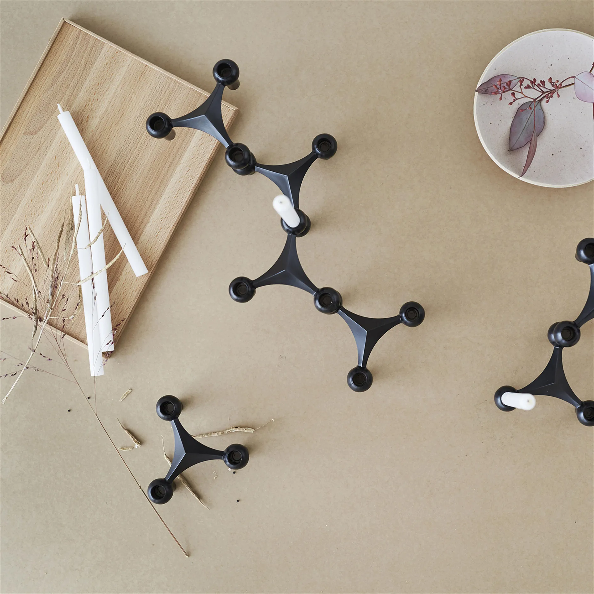 STOFF Nagel lysestake 3-pakning, svart STOFF