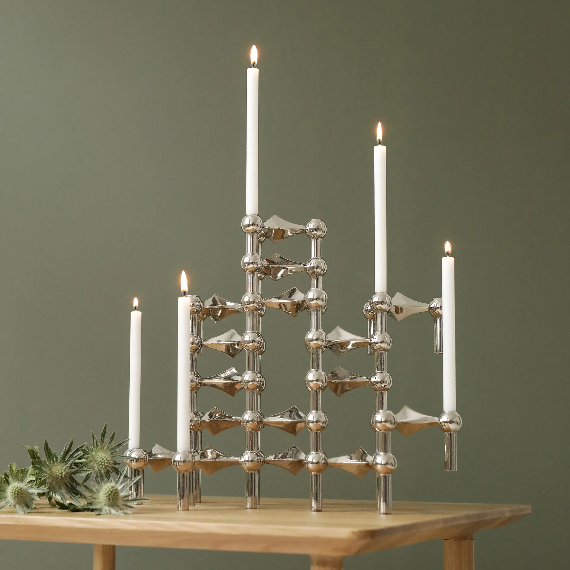 STOFF Nagel lysestake, krom STOFF