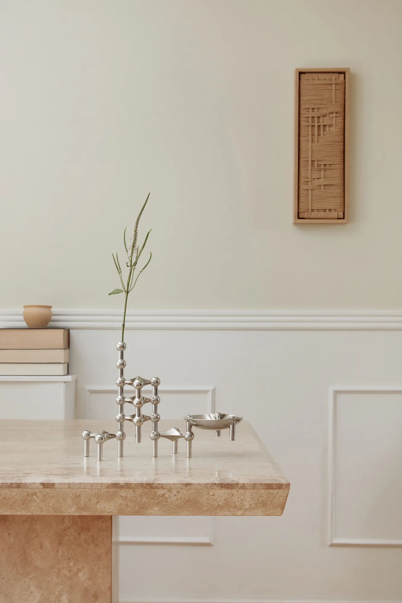 STOFF Nagel lysestake, krom STOFF