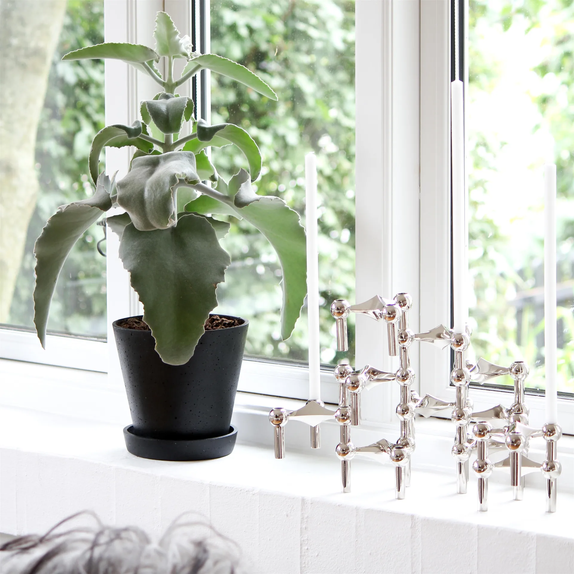 STOFF Nagel lysestake, krom STOFF