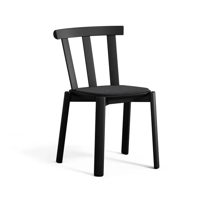 Alt stol kledd sete bjørk, Hallingdal 65-180 svart-mattsvart 99 Stolab