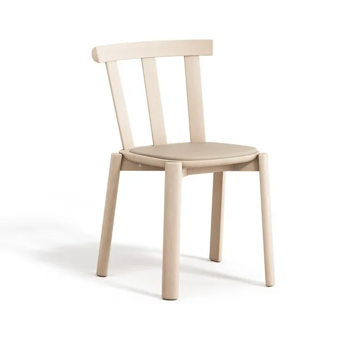 Alt stol kledd sete bjørk - Hallingdal 65-200 beige-lys mattlakk - Stolab