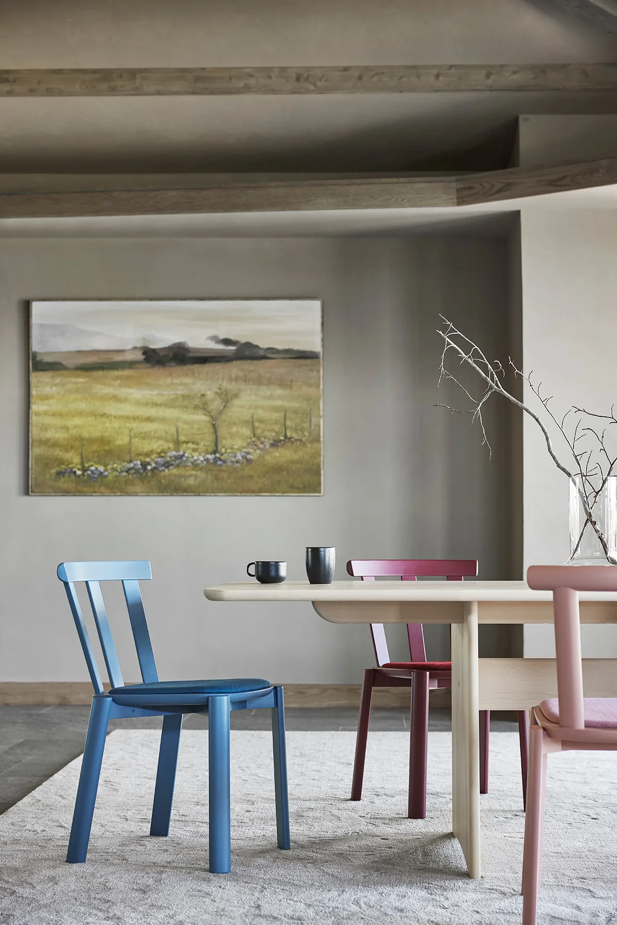 Alt stol kledd sete bjørk, Hallingdal 65-754 blue-østersjøblå 28 Stolab