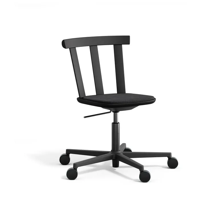 Alt stol snurrstativ kledd sete bjørk, Hallingdal 65-180 svart-mattsvart 99 Stolab