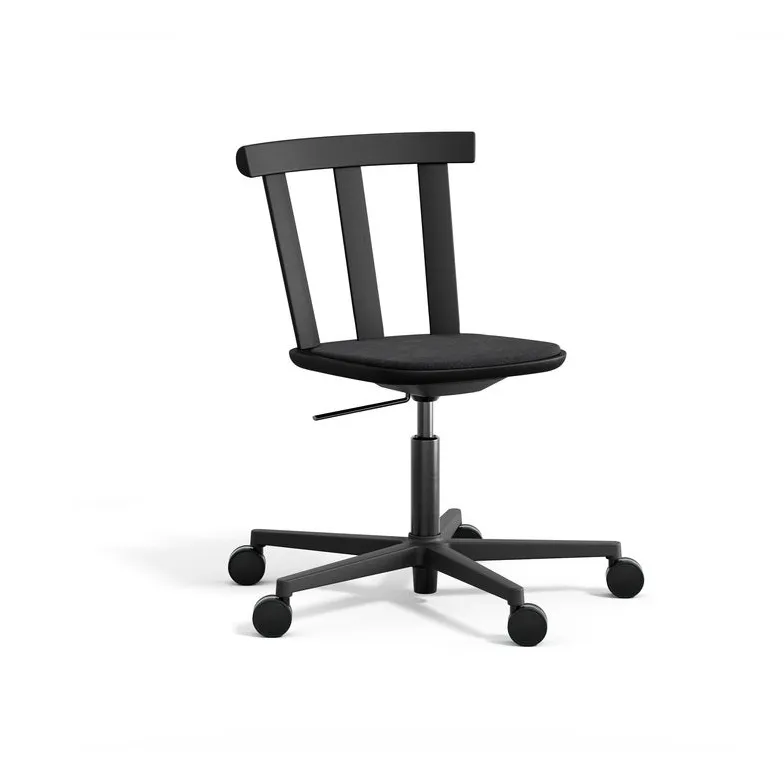 Alt stol snurrstativ kledd sete eik, Hallingdal 65-180 svart-mattsvart 99 Stolab