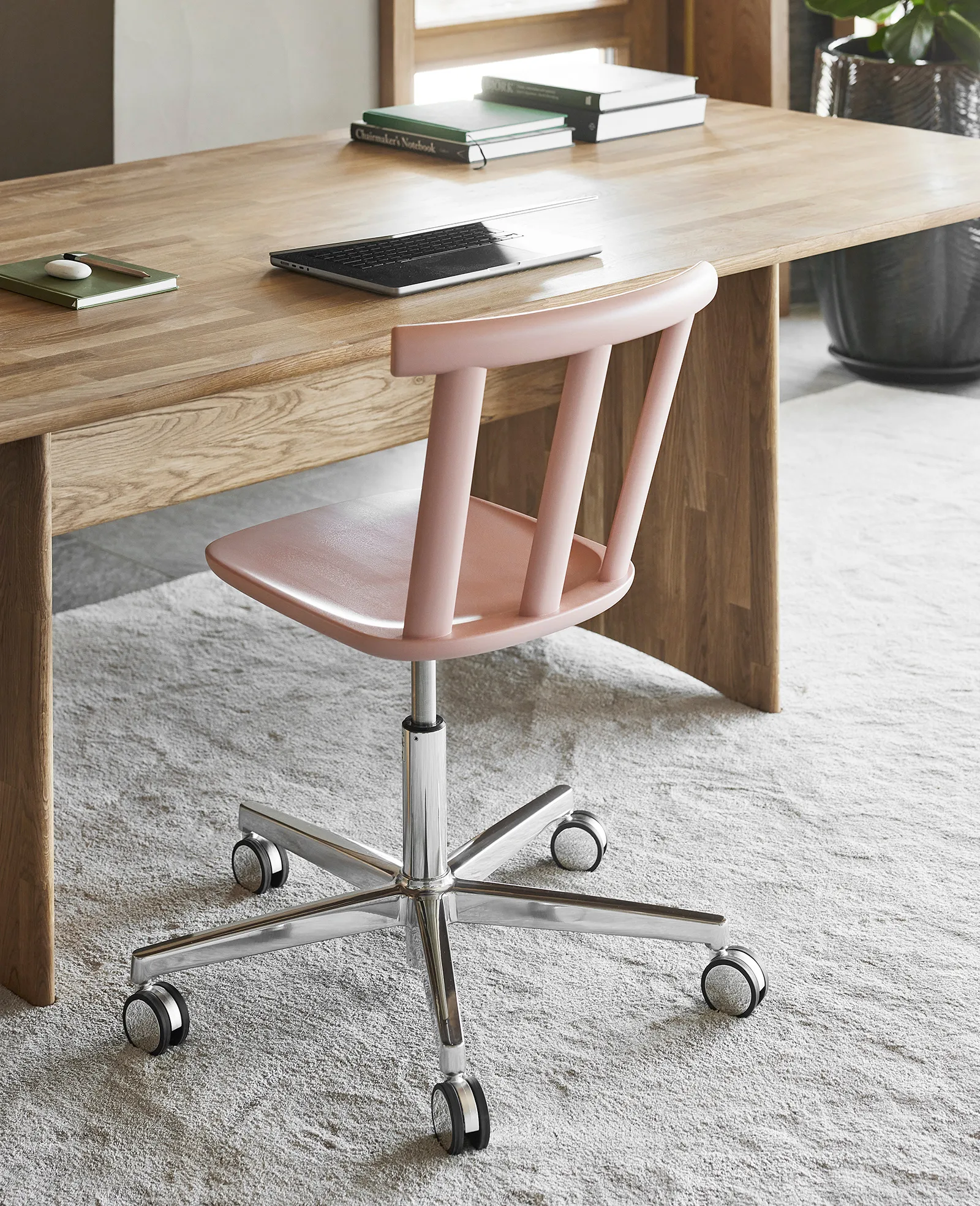 Alt stol svingfot trukket sete bjørk, Vidar 4, 633 pink-malva 27 Stolab