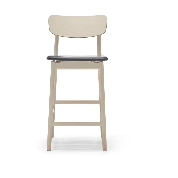 Prima Vista barstol - Skinn elmo, hvitoljet bjørkestativ, 65 cm - Stolab