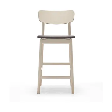Prima Vista barstol - Skinn Elmosoft mørkebrun-lys mattlakkert bjørkestativ, 65 cm - Stolab