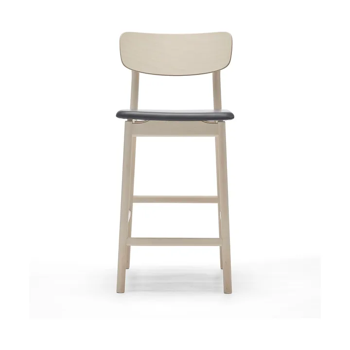 Prima Vista barstol - Skinn Elmosoft sort-lys mattlakkert bjørkestativ, 65 cm - Stolab
