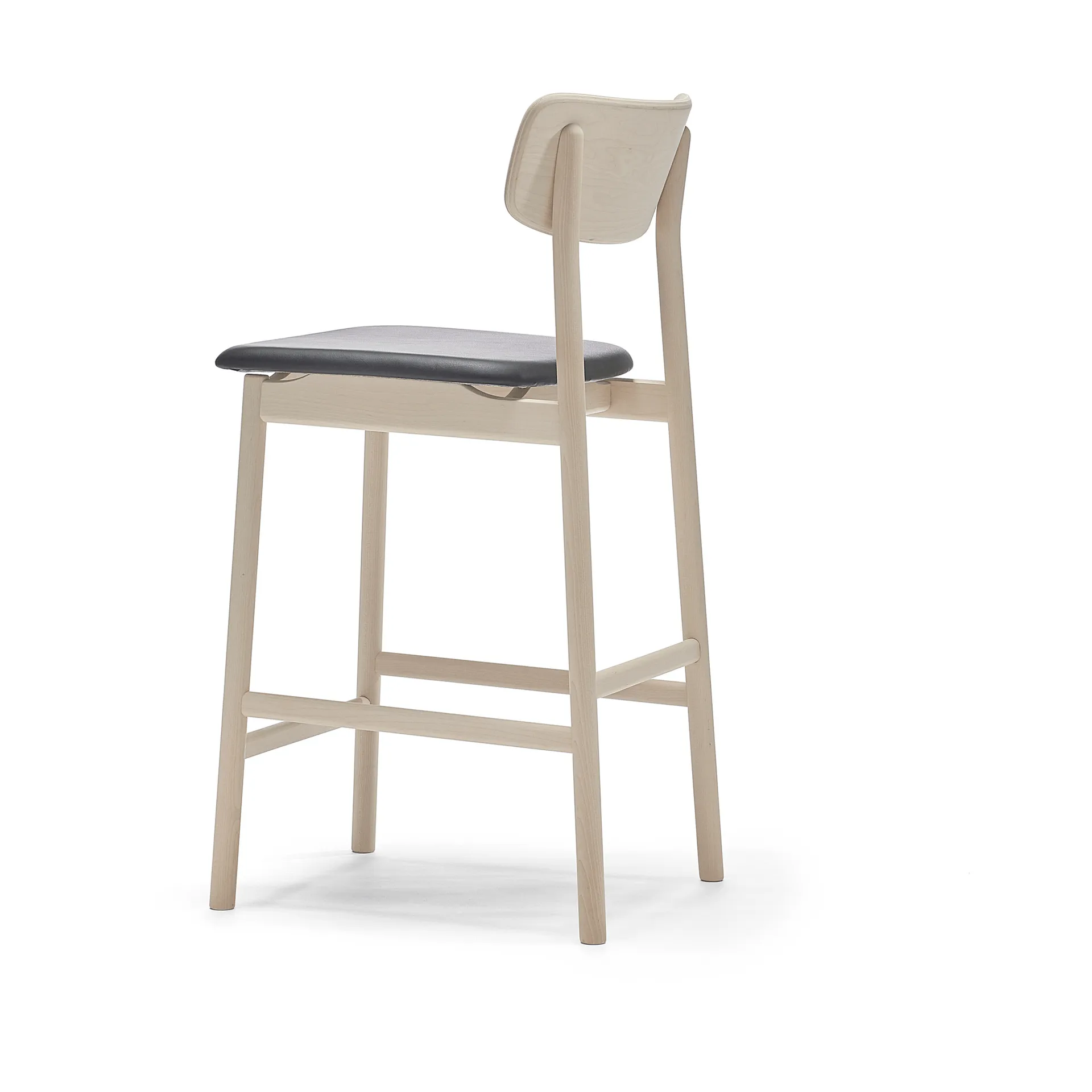 Prima Vista barstol, Skinn Elmosoft sort-lys mattlakkert bjørkestativ, 65 cm Stolab