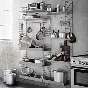 String hylleplate metall - beige, 58x20 cm, lav kant - String