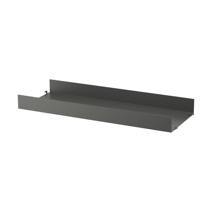 String hylleplate metall - Mørkegrå, 78x30 cm, høy kant - String