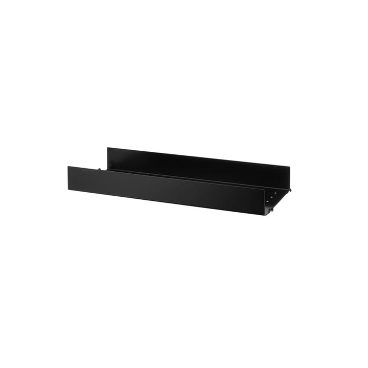 String hylleplate metall - svart, 58x20 cm, høy kant - String