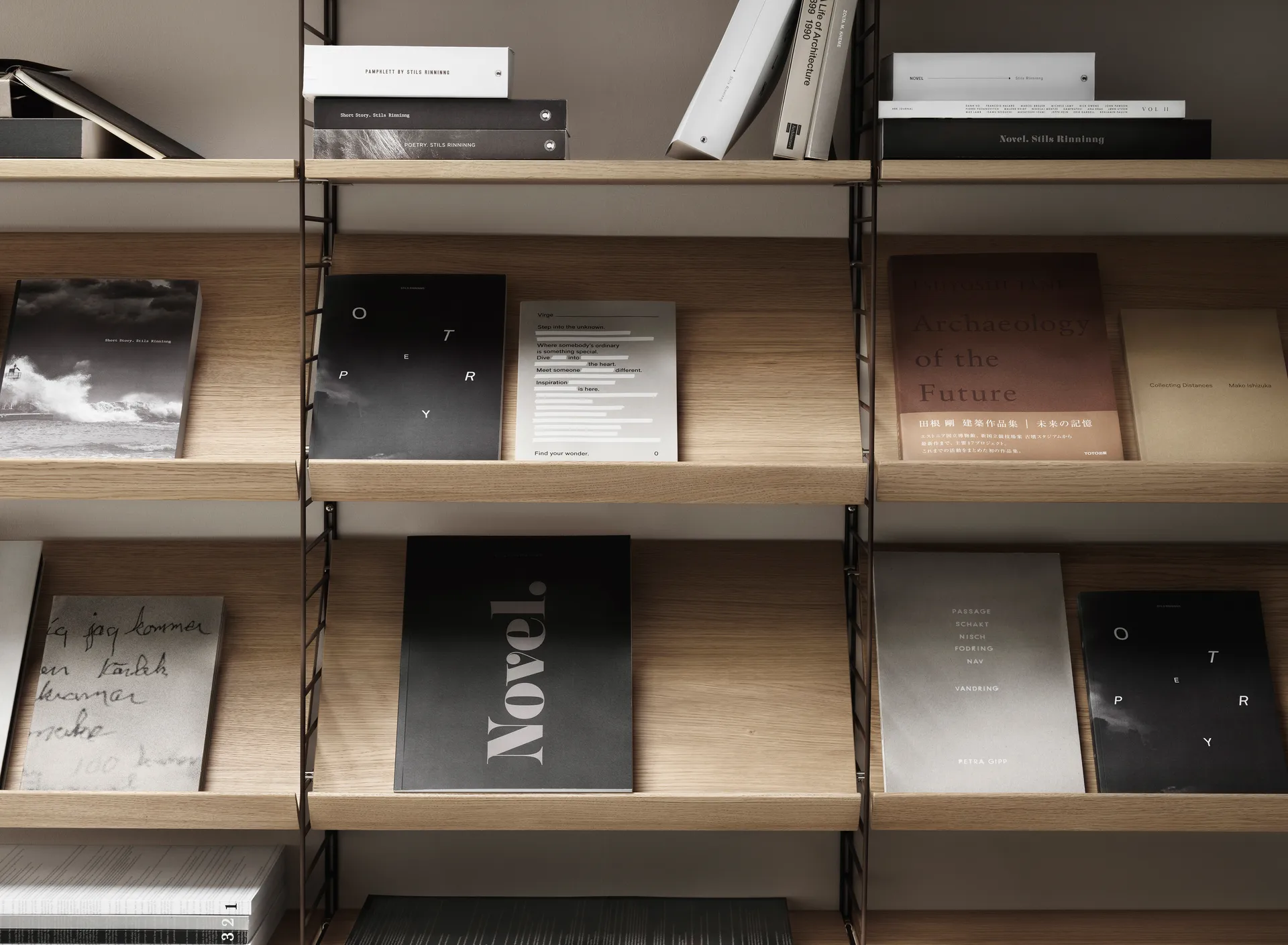 String magasinhylle tre, eik, 58x30 cm String