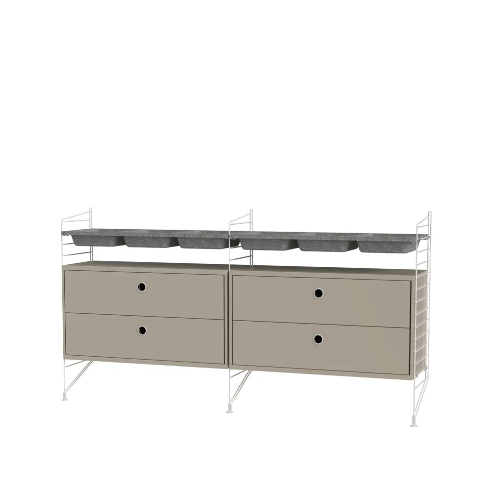 String soverom beige & hvit - Kombinasjon G,  String
