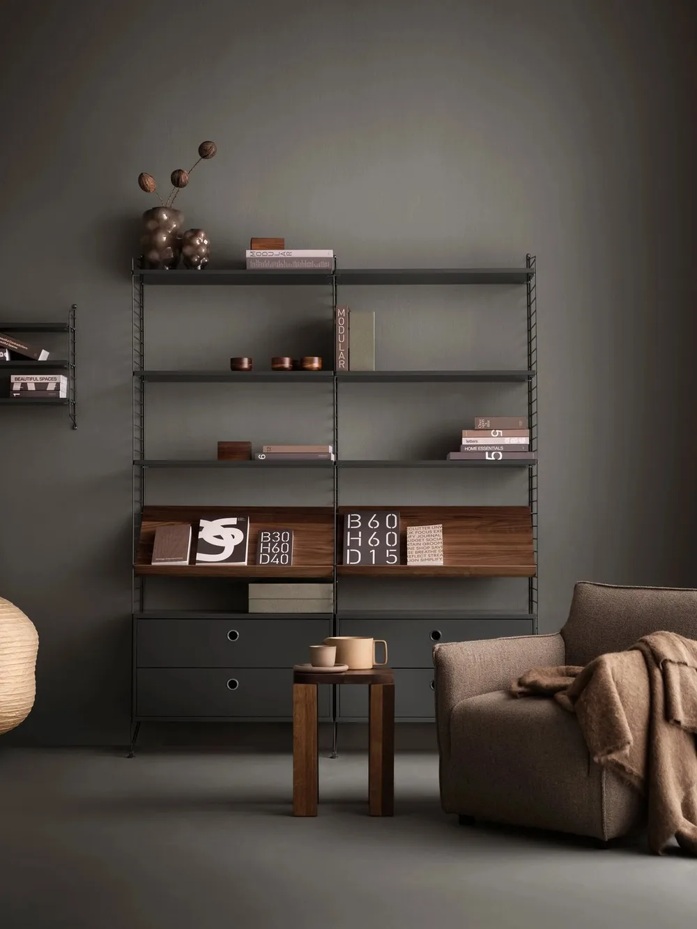 String veggavl, Mørkegrå, 75x20 cm, 1-pakning String