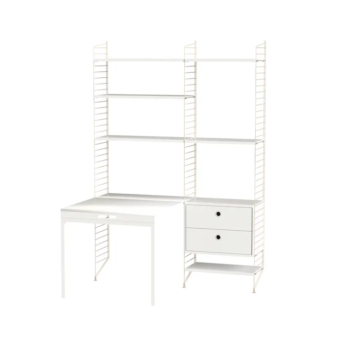 Stringhylle soverom hvit & beige - Kombinasjon E - String