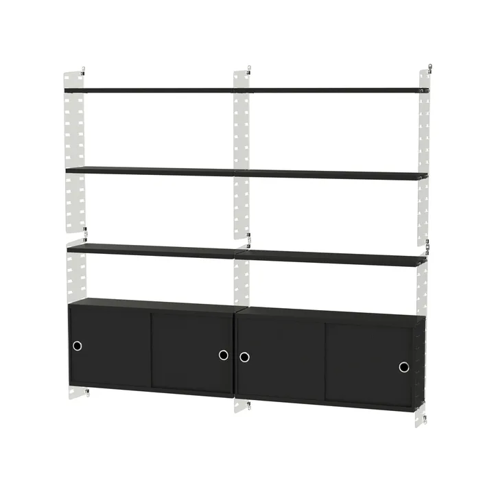 Stringhylle stue svart & plex - Kombinasjon C - String