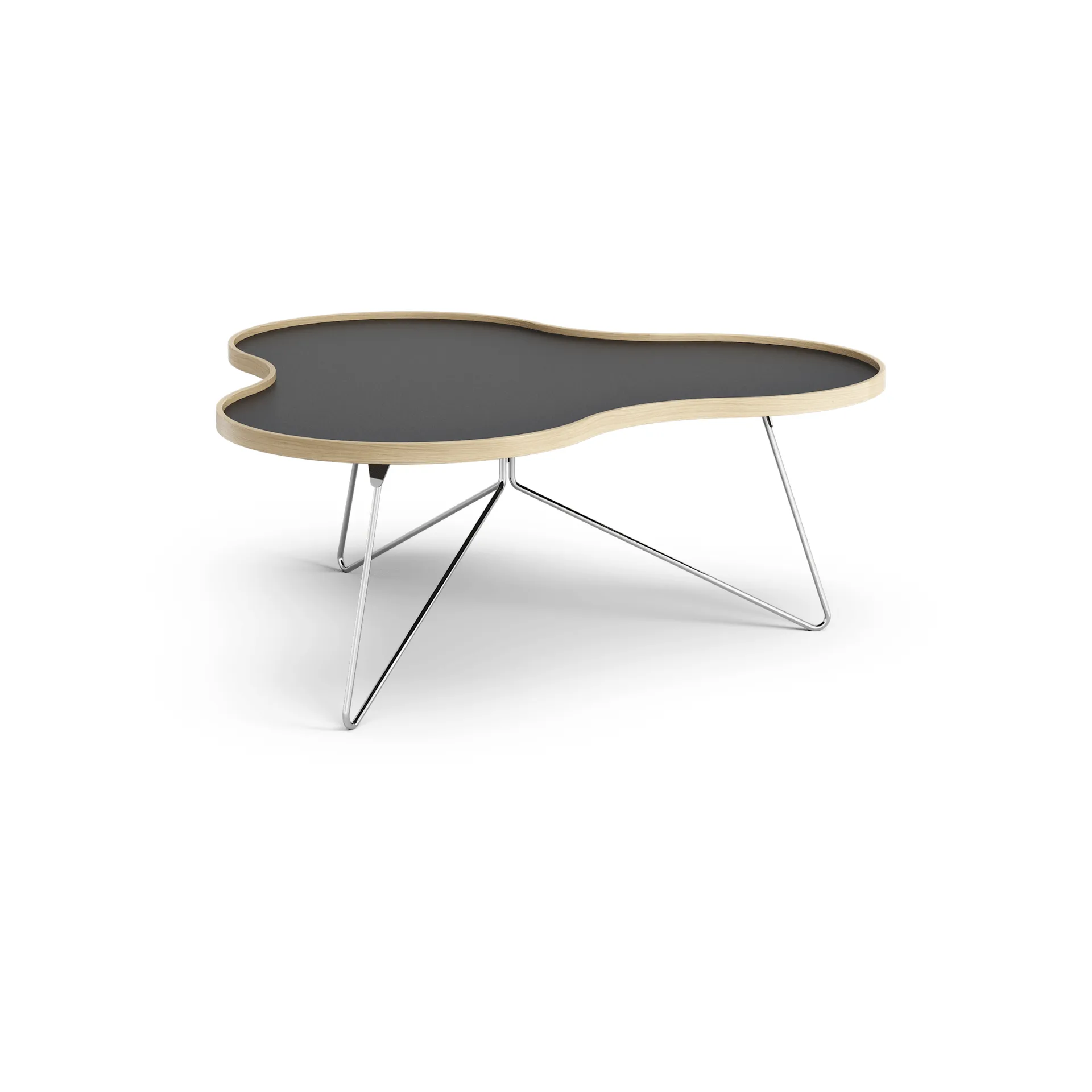 Flower bord 107x114 cm, sort, 45 cm, eikekant, kromstativ Swedese