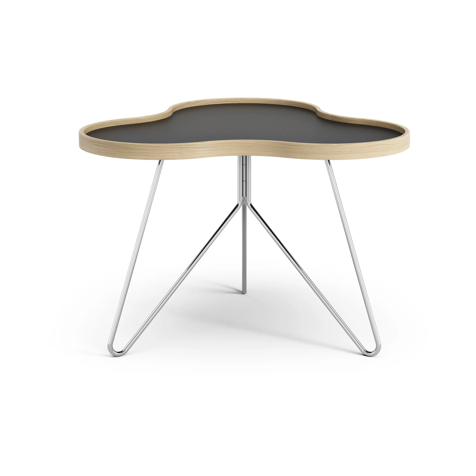 Flower bord 62 x 66 cm, 45 cm, Svart-eikekant-kromstativ Swedese