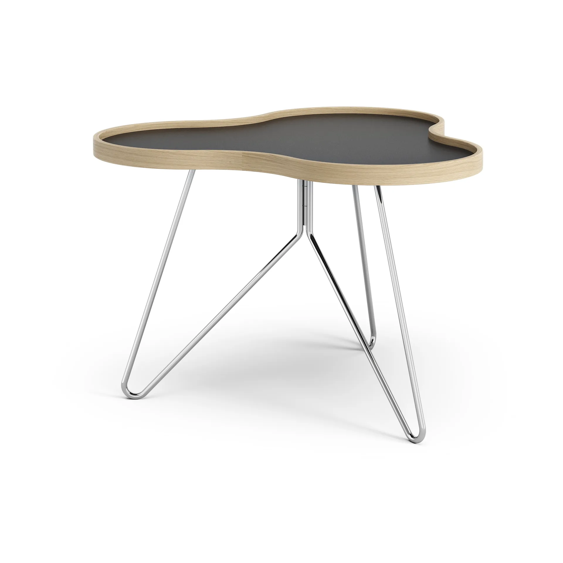 Flower bord 62 x 66 cm, 45 cm, Svart-eikekant-kromstativ Swedese