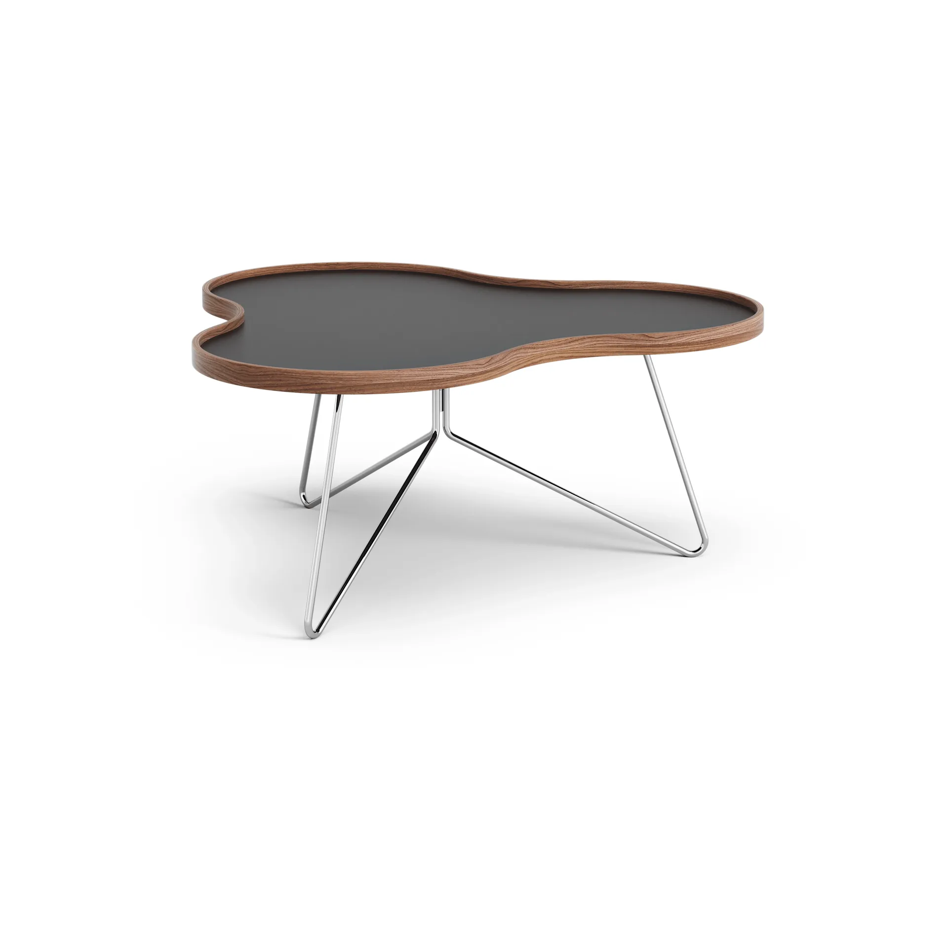 Flower bord 84x90 xm, sort, 39 cm, valnøttkant, kromstativ Swedese