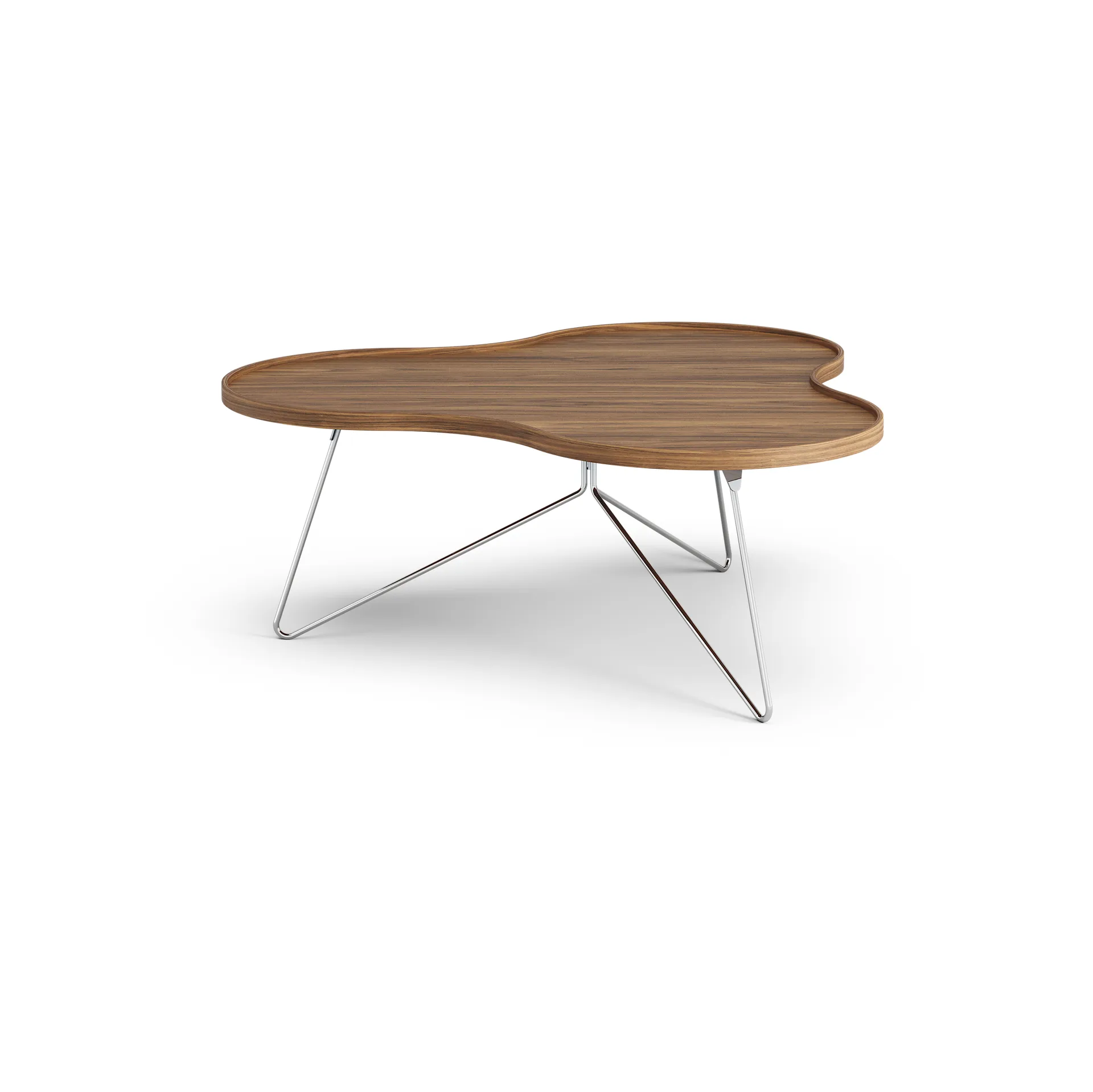 Flower mono bord Special Edition 107x114 cm, H45 cm-lakkert valnøtt-krommet stål Swedese