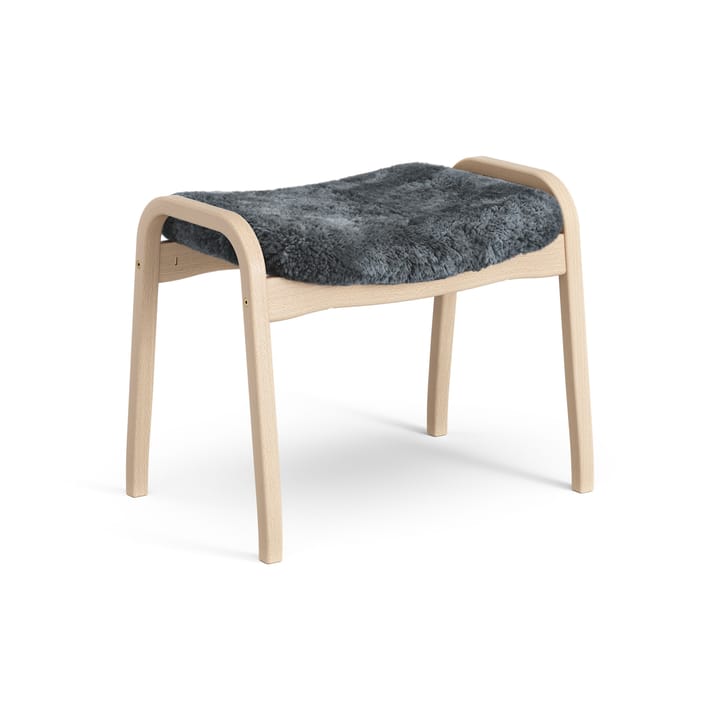 Lamino fotskammel lakkert bøk/saueskinn, Charcoal (mørk grå) Swedese