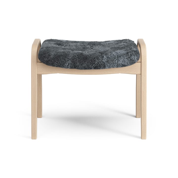 Lamino fotskammel lakkert bøk/saueskinn, Charcoal (mørk grå) Swedese