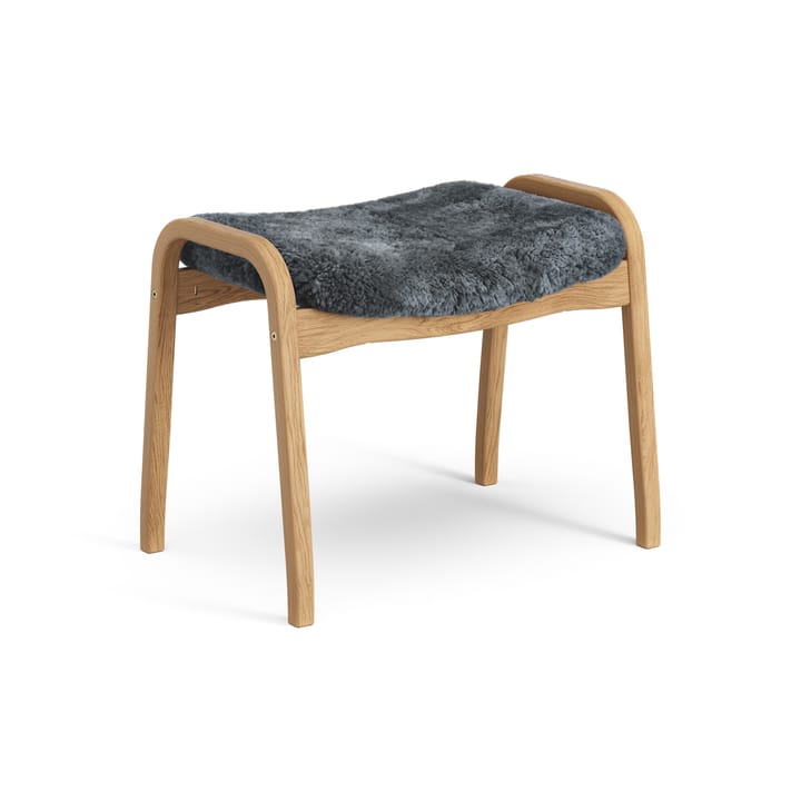 Lamino fotskammel oljet eik/saueskinn, Charcoal (mørk grå) Swedese