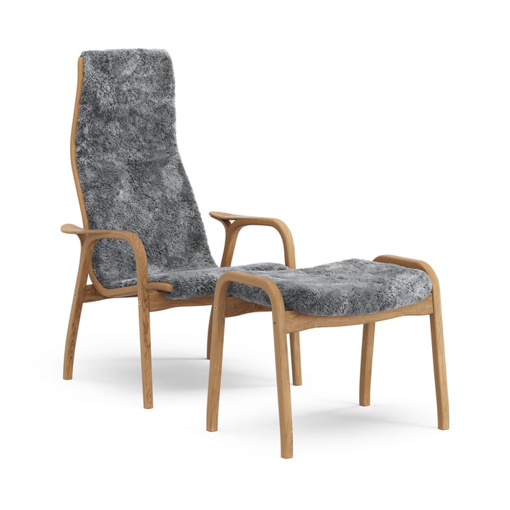 Lamino lenestol og fotskammel oljet eik/saueskinn - Scandinavian Grey (grå) - Swedese