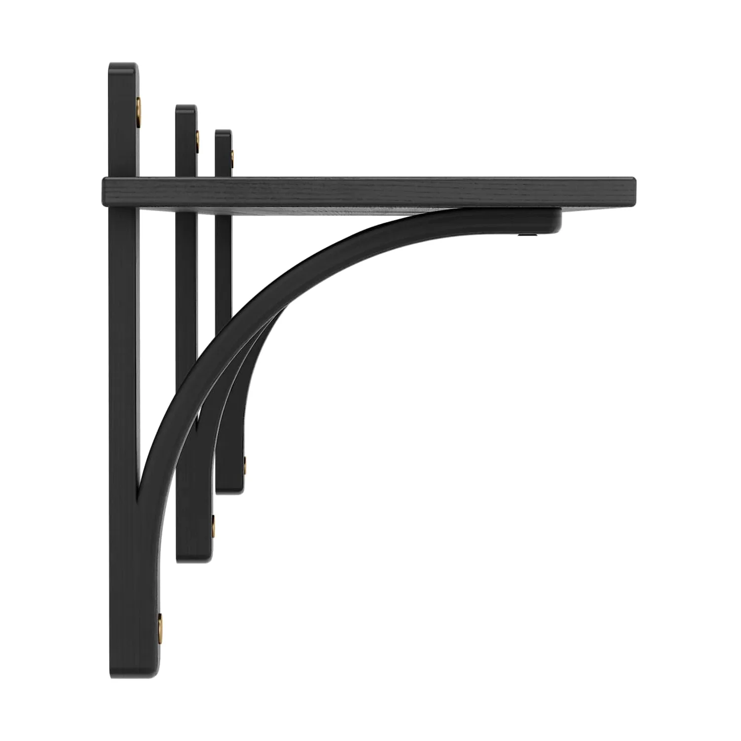 Levi hylle 1 hylleplan, Svartlaserad ask-messing, 180 cm Swedese