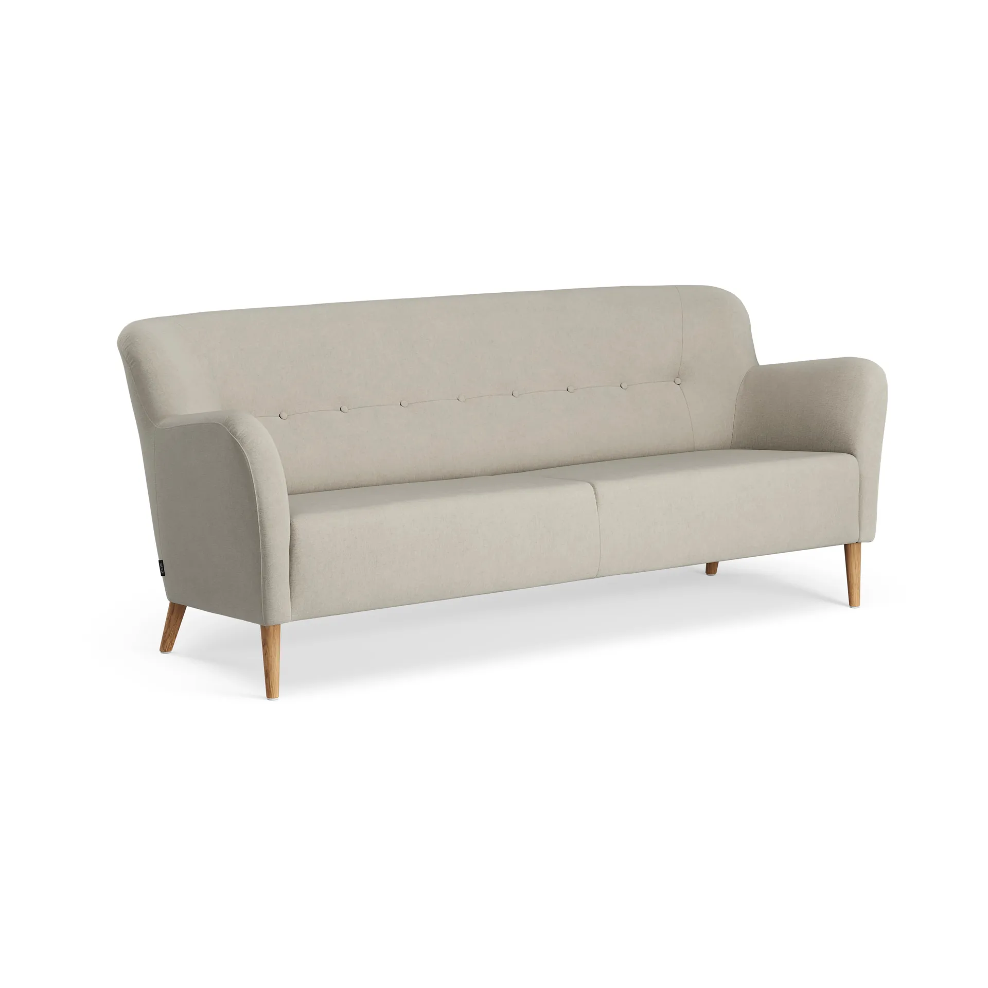 Nova sofa 3-seter med knapper 200 cm, Linara 05 Porridge-eik oljet Swedese