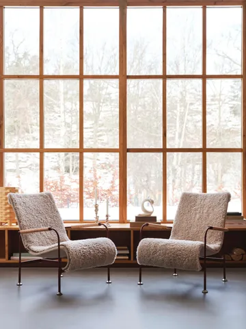 Serpentine lenestol - Stoff Romo Linara Rye-rød - Swedese