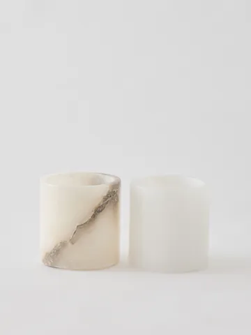 Alabaster lyslykt - Hvit-beige, M 14 cm - Tell Me More