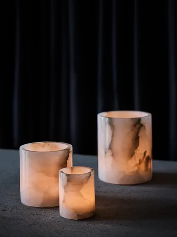 Alabaster lyslykt - Hvit-beige, M 14 cm - Tell Me More