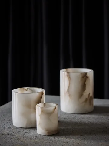 Alabaster lyslykt - Hvit-beige, M 14 cm - Tell Me More