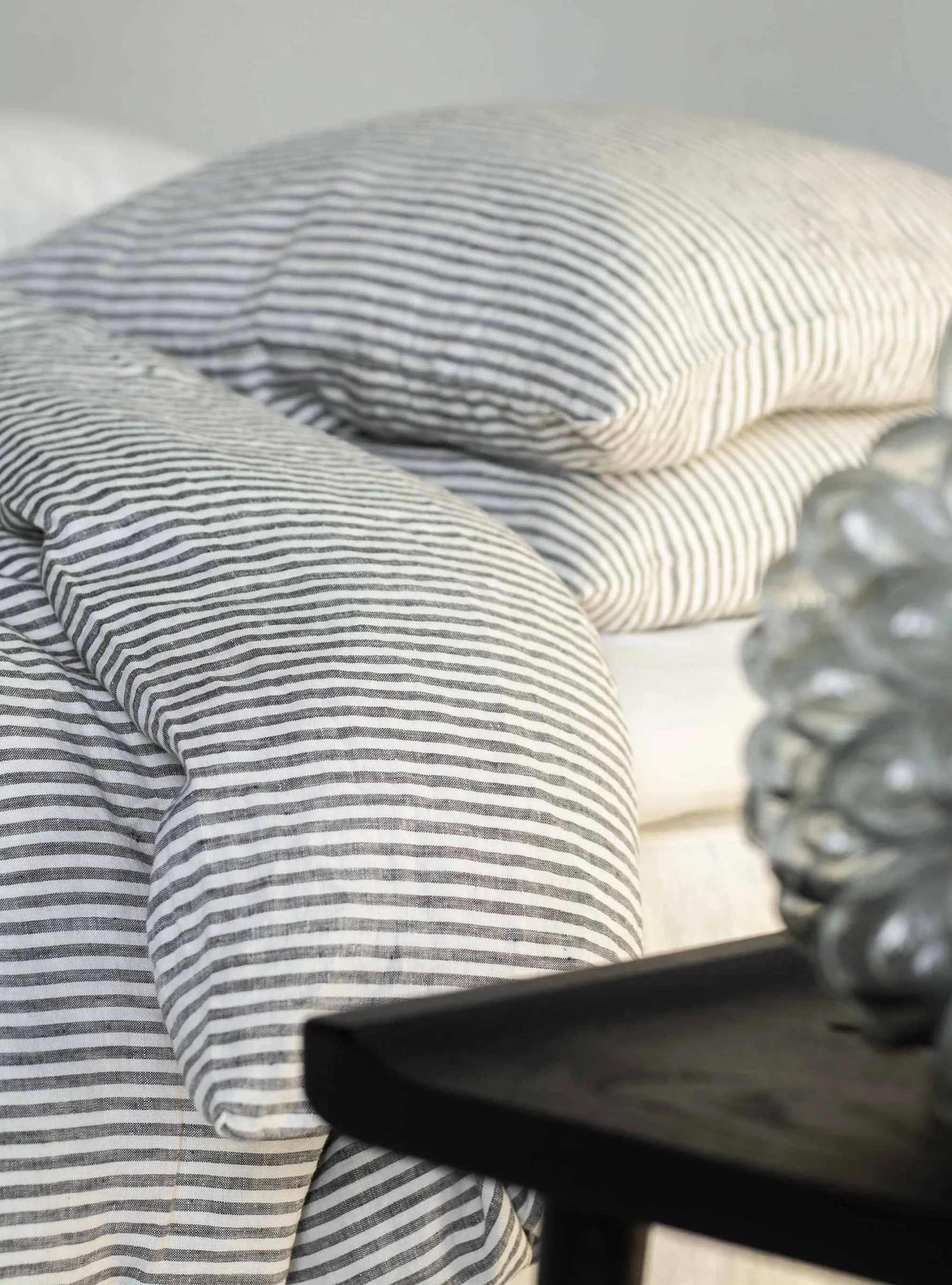 Dynetrekk lin 150 x 200 cm, Grey/white Tell Me More