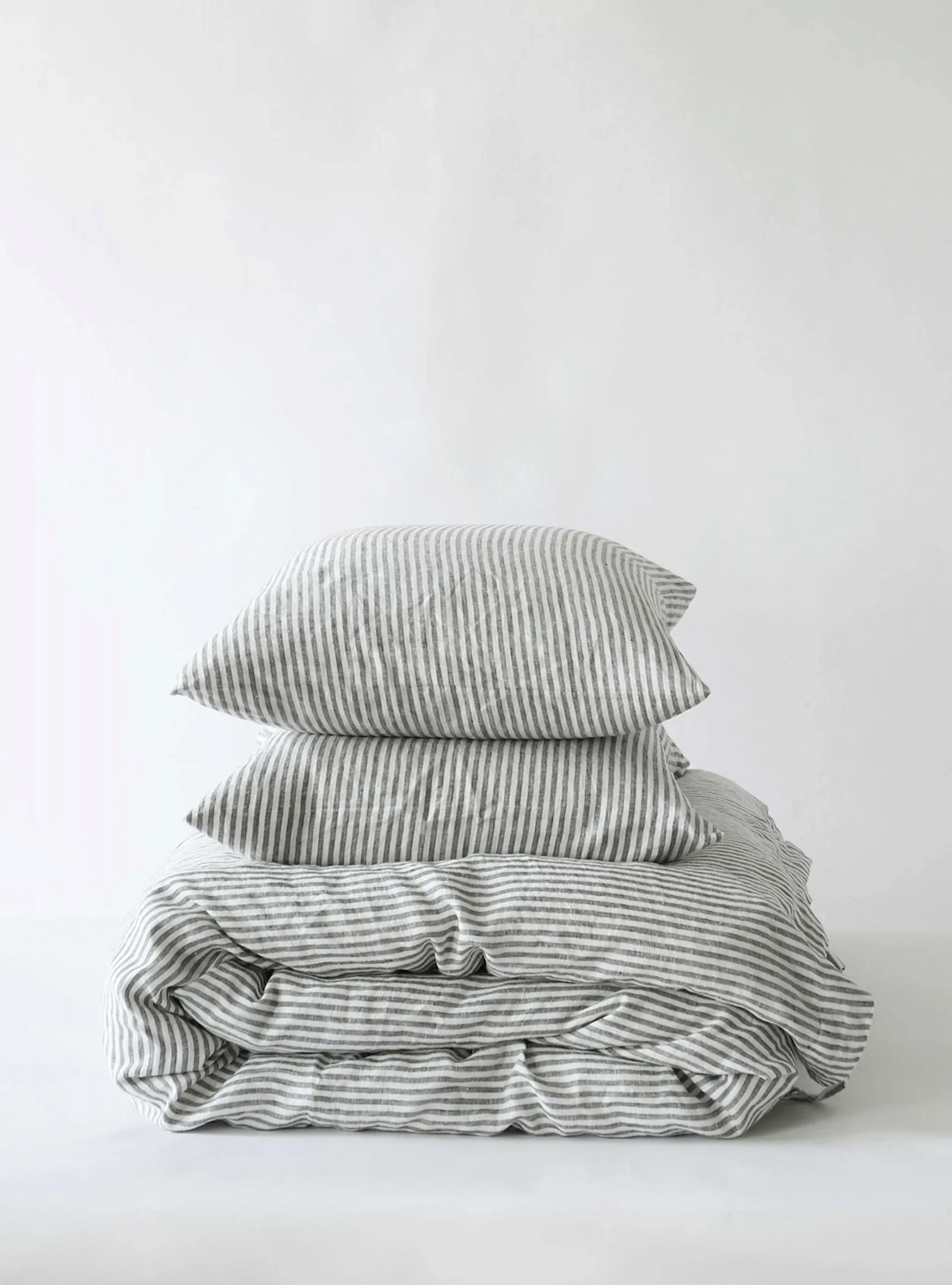 Dynetrekk lin 220 x 240 cm, Grey/white Tell Me More