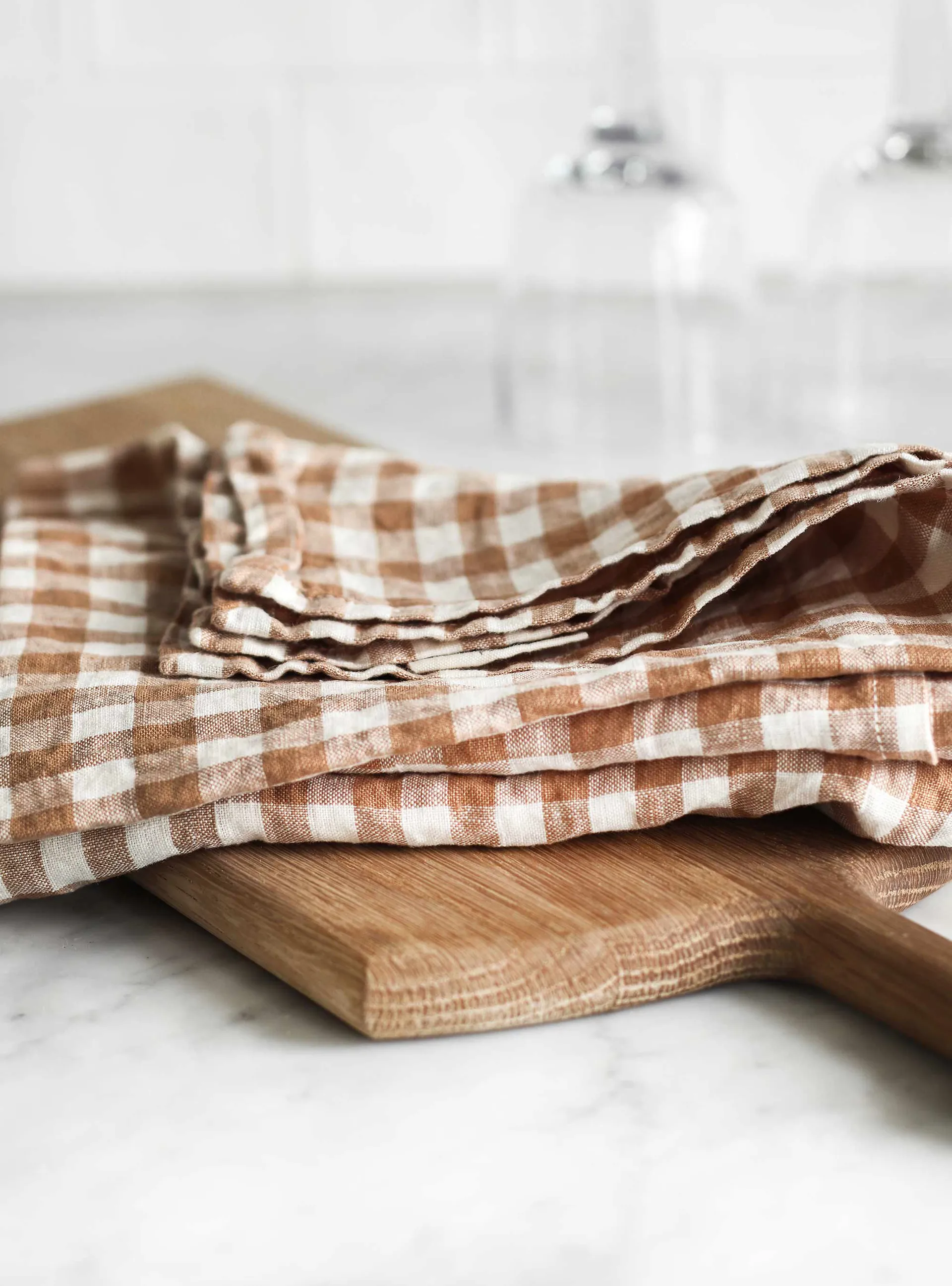 Gingham rutete kjøkkenhåndkle 70x50 cm, Biscuit Tell Me More