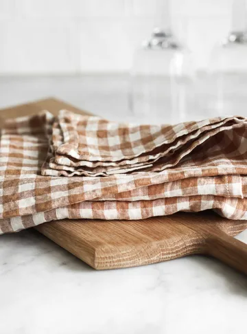 Gingham rutete kjøkkenhåndkle 70x50 cm - Biscuit - Tell Me More