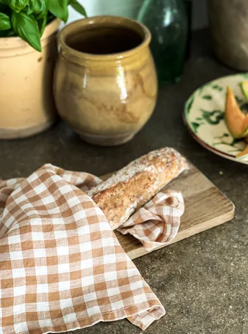 Gingham rutete kjøkkenhåndkle 70x50 cm - Biscuit - Tell Me More