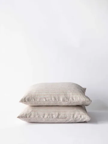Stonewashed linen putevar 50 x 60 cm 2-pakning - Hazelnut stripe - Tell Me More